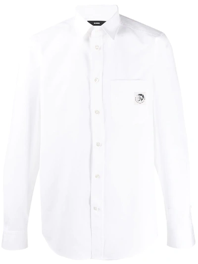 Shop Diesel S-bill-pocket Cotton Shirt In White