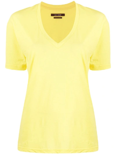 Shop Isabel Marant Maree V-neck Cotton T-shirt In Yellow