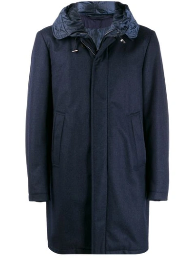 Shop Canali Hooded Rain Coat - Blue