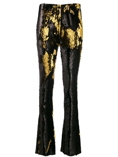 Shop Marques' Almeida Sequin Bootleg Trousers In Black