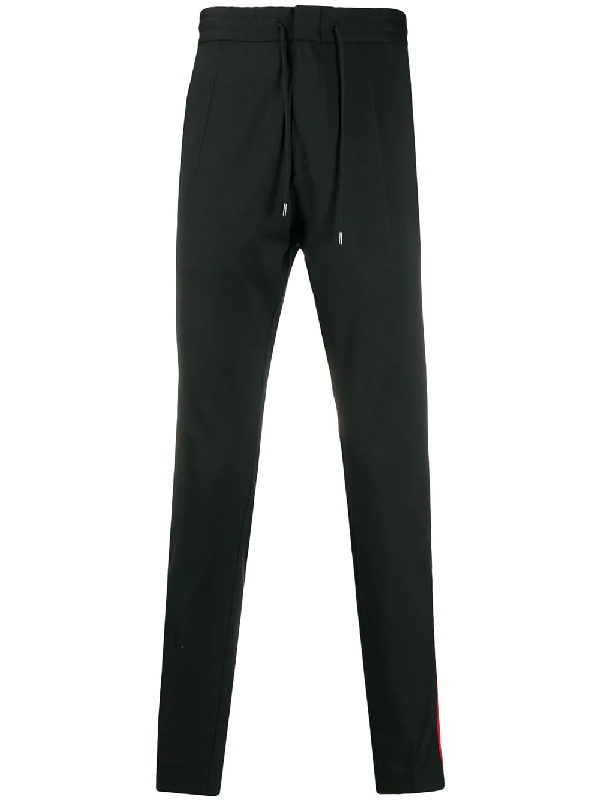Hugo Boss Drawstring Side-stripe Tailored Trousers In Black | ModeSens