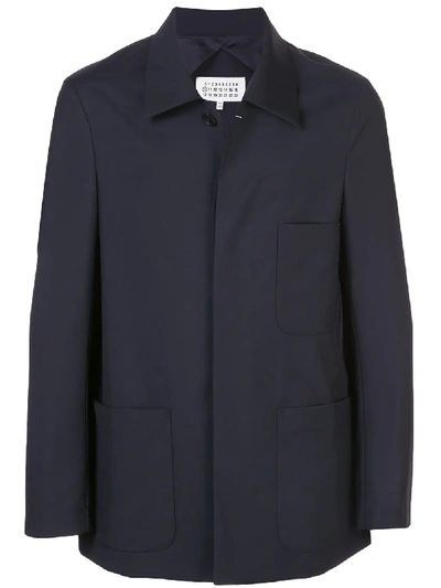 Shop Maison Margiela Three-pocket Buttoned Overshirt In Blue