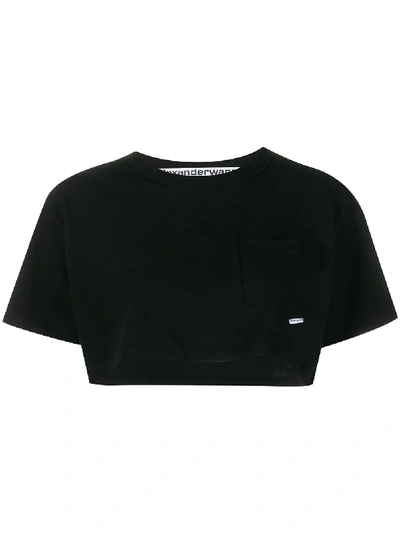 Shop Alexander Wang High Twist Cropped Cotton T-shirt In Black