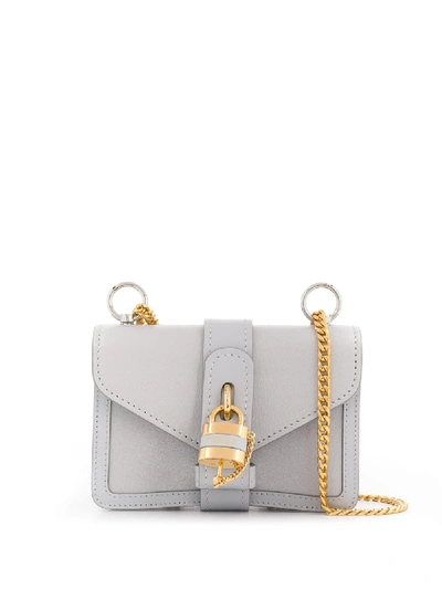 Shop Chloé Mini Aby Chain Shoulder Bag In Grey
