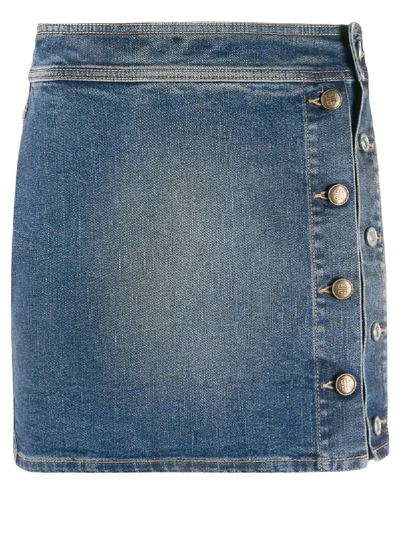 Shop Givenchy Buttoned Denim Mini-skirt In Blue