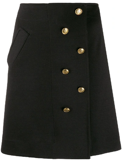 Shop Givenchy A-line Button-embellished Skirt In Black