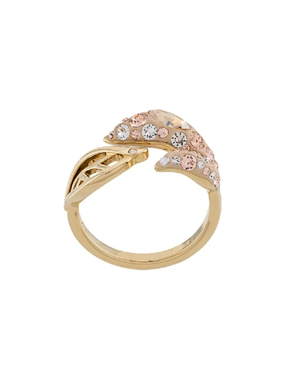 Shop Atelier Swarovski Embellished Leaf Ring In Gold