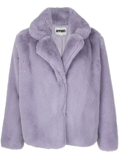 Shop Apparis Manon Short Coat In Purple