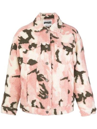 CAMOUFLAGE PRINT SHEARLING JACKET