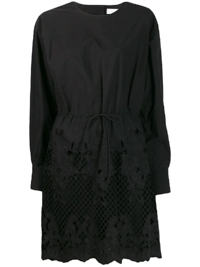 Shop See By Chloé Broderie Laser-cut Dress In Black