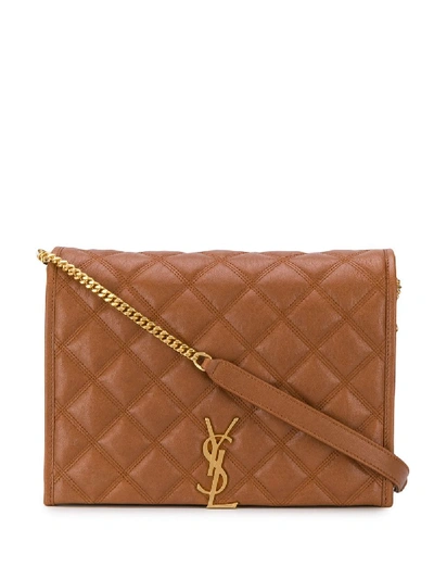 Shop Saint Laurent Becky Shoulder Bag In Brown