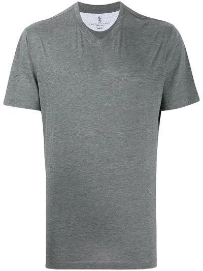 Shop Brunello Cucinelli V-neck Relaxed-fit T-shirt In Grey