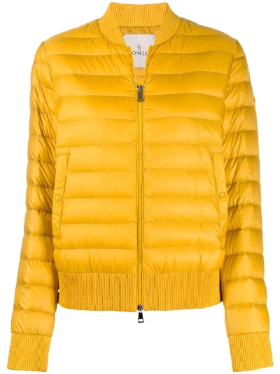 Shop Moncler Feather Down Jacket In Yellow