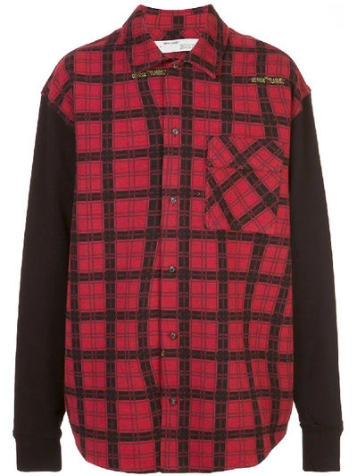 Shop Off-white Contrast Sleeves Checked Shirt In Red
