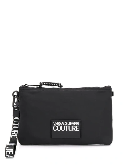 Shop Versace Jeans Couture Logo Plaque Clutch Bag In Black