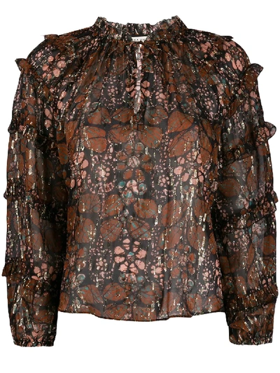 Shop Ulla Johnson Floral Print Blouse In Brown