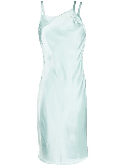 Shop Helmut Lang Asymmetric Slip Dress In Blue