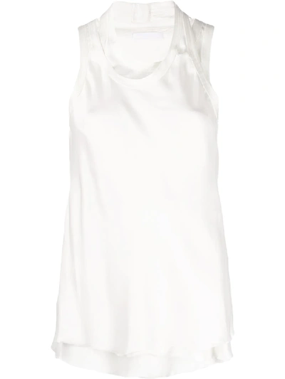 Shop Helmut Lang Layered Fitted Tank Top In White