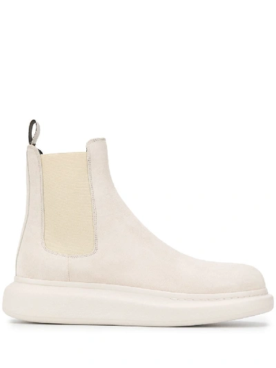 Shop Alexander Mcqueen Slip-on Suede Boots In White