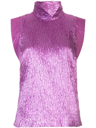 Shop Rachel Comey Funnel Neck Crease Effect Knit Top In Purple