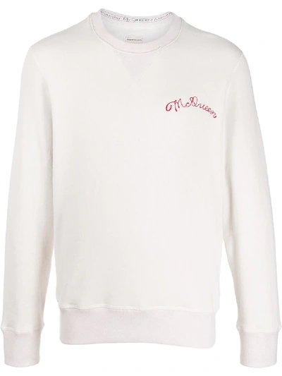 Shop Alexander Mcqueen Embroidered Logo Sweatshirt In White
