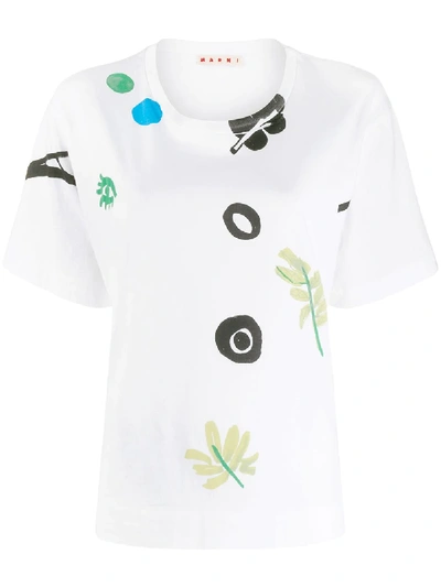 Shop Marni Floral Motifs Short-sleeved T-shirt In White