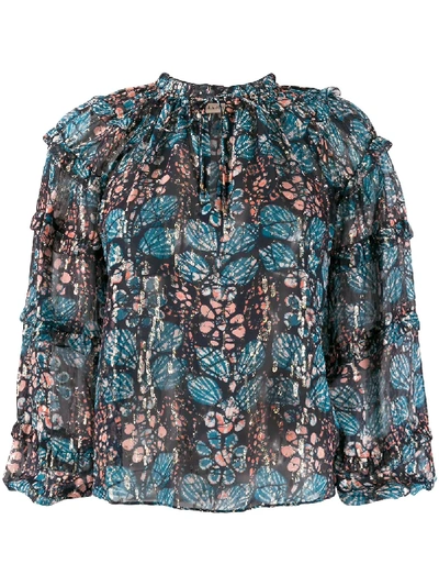 Shop Ulla Johnson Abstract Print Blouse In Blue
