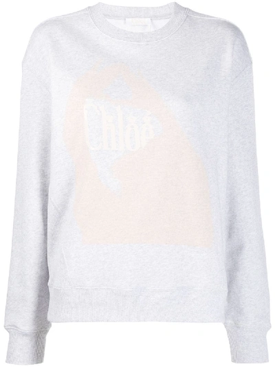 Shop Chloé Logo Sweatshirt In Grey