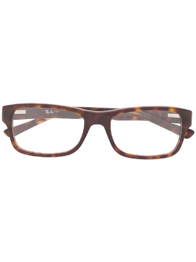 Ray Ban Tortoiseshell Square-frame Glasses In Brown