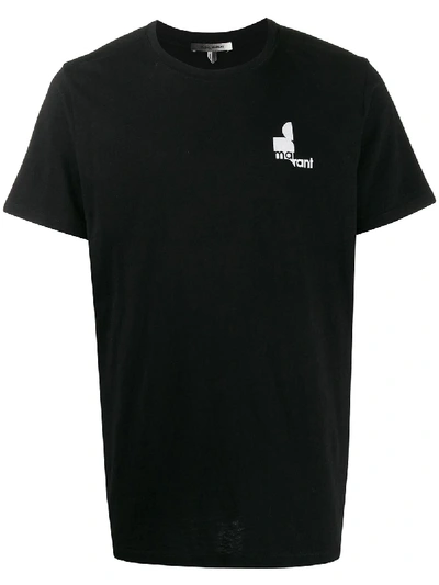Shop Isabel Marant Zafferh Logo Print Cotton T-shirt In Black