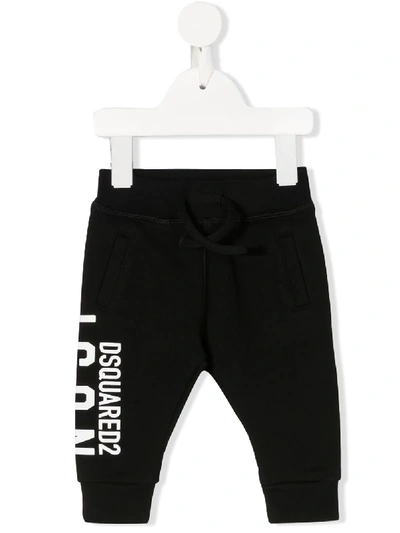 Dsquared2 Icon Tapered Cotton Track Pants In Black