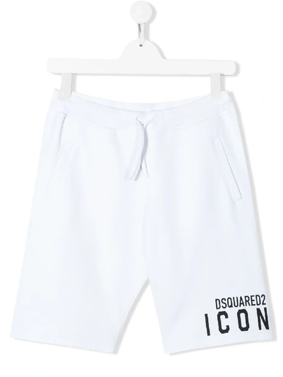 Shop Dsquared2 Teen Icon Cotton Track Shorts In White