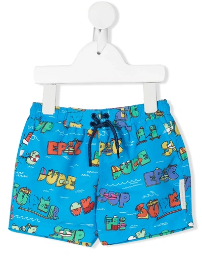 STELLA MCCARTNEY SUPER DUDE PRINT SWIM SHORTS 