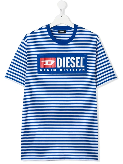 Shop Diesel Teen Denim Division T-shirt In Blue