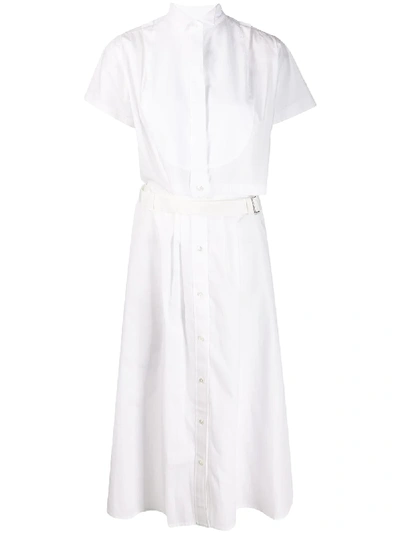Shop Sacai Cutaway Shirt Dress In White