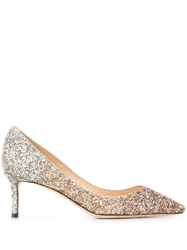 Jimmy Choo Romy 60mm Glitter Pumps In Silver Modesens