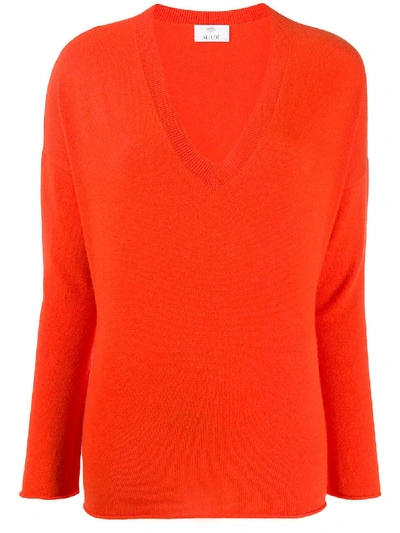 Shop Allude V-neck Jumper In Orange