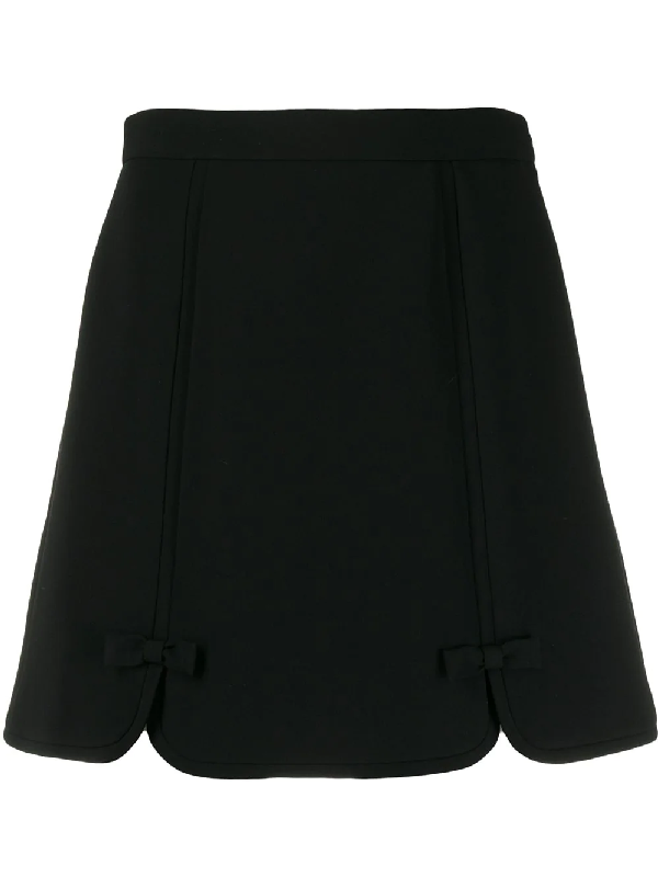 Miu Miu Bow Detail Mini Skirt In 黑色 | ModeSens