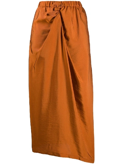 Shop Christian Wijnants Draped Midi Skirt In Orange