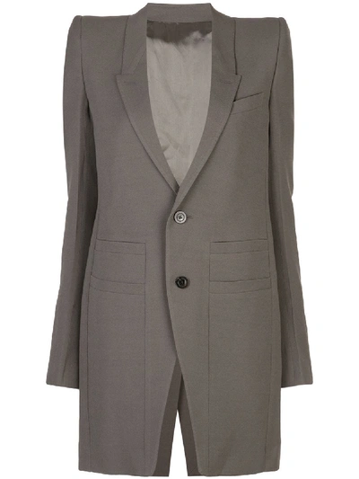 Shop Rick Owens Larry Long Blazer In Grey