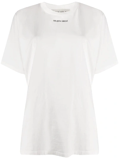 Shop Golden Goose Logo Print Cotton T-shirt In White
