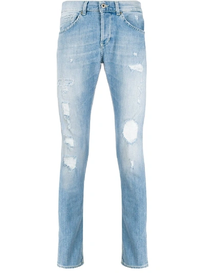 Shop Dondup Distressed Straight-leg Jeans In Blue