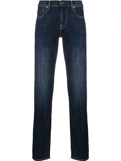 Shop 7 For All Mankind Faded Slim-fit Jeans In Blue