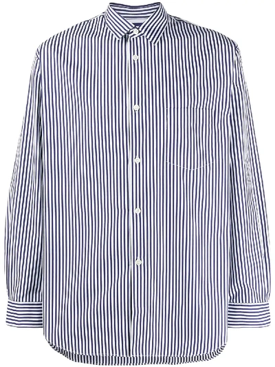 Shop Comme Des Garçons Shirt Striped Regular Shirt In Blue