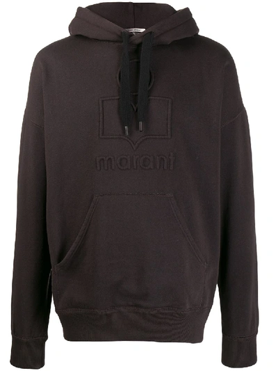 Shop Isabel Marant Miley Oversized Raised Logo Hoodie In Black