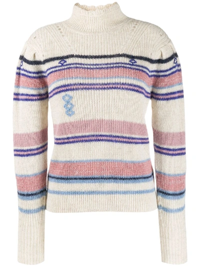 Shop Isabel Marant Étoile Striped Rollneck Sweater In Neutrals