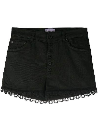 Shop Dondup Denim Eyelet Shorts In Black
