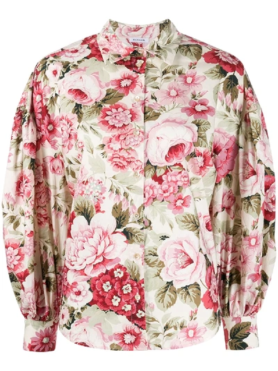 Shop P.a.r.o.s.h Corus Floral Print Shirt In Neutrals