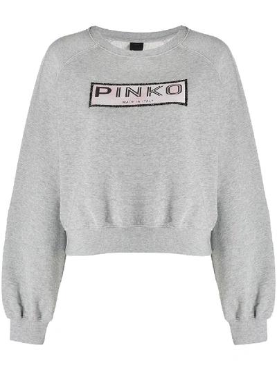 Shop Pinko Jersey Logo Sweatshirt In Grey