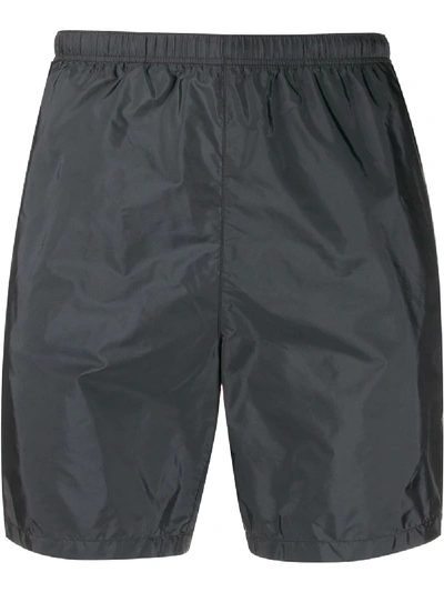 Shop Prada Logo Patch Swim Shorts In 灰色